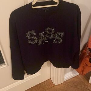 NWT 195$Ted Baker‎ graphic Sweatshirt black Pullover Women’s Sz 2 US 10-14